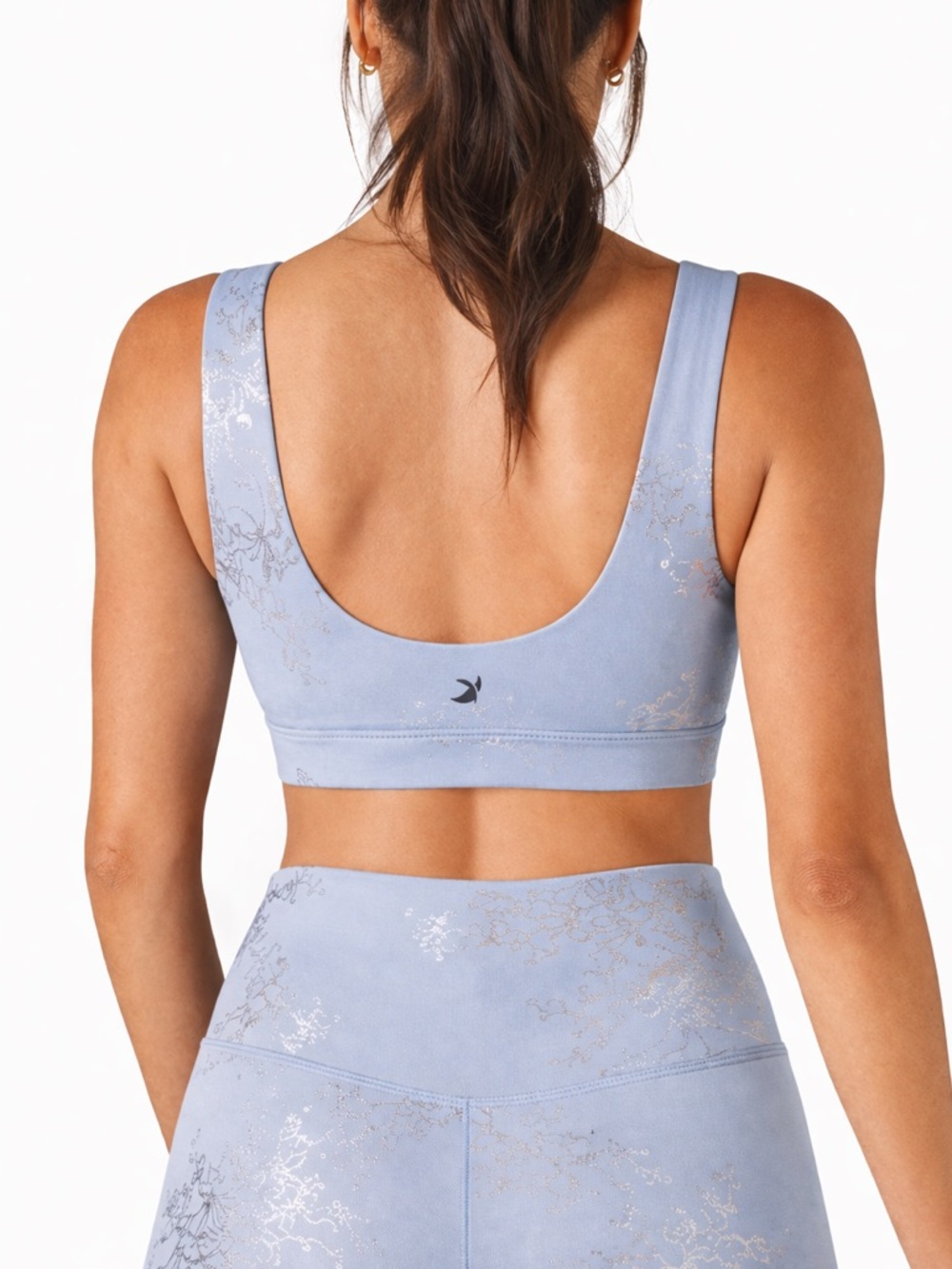 Glyder Splendid Yoga French Blue Silver Lace Floral Bra (M) & Leggings (S) SET - Picture 2 of 12